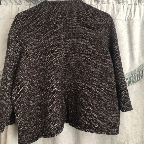Chico’s Cropped Black and White Sweater Jacket Sz. 3 - Picture 3 of 10